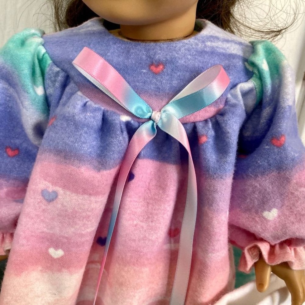 Doll Nightgown Pillow Rainbow Heart fits American Girl and 18” Dolls New Doll Cl - Picture 6 of 10